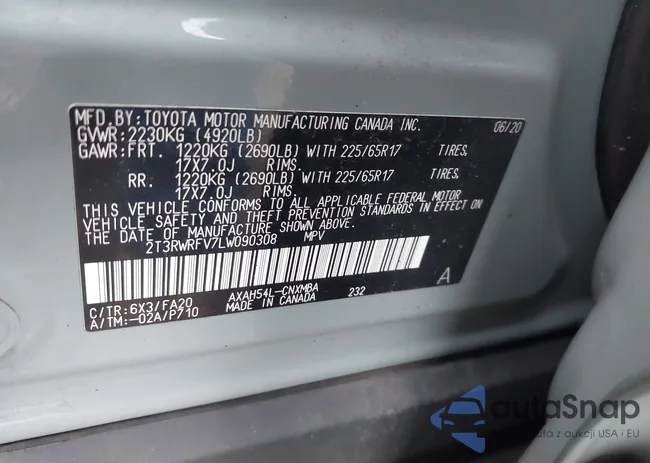 2T3RWRFV7LW090308: 43670405