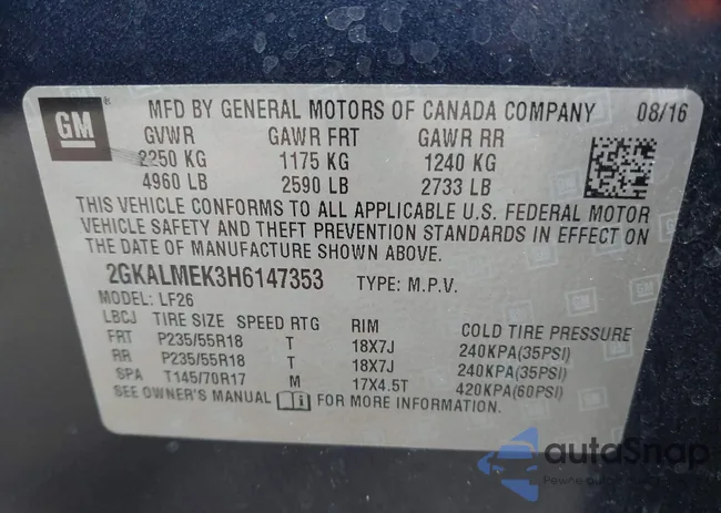 2GKALMEK3H6147353: 43670552