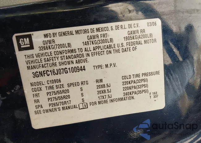 3GNFC16J07G100944: 43670636