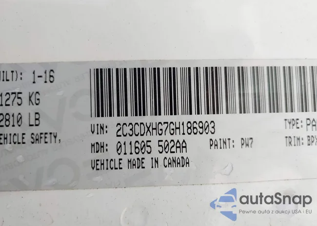 2C3CDXHG7GH186903: 43670663