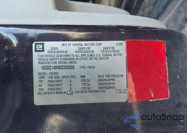 1GCEC14X08Z222930: 43670668