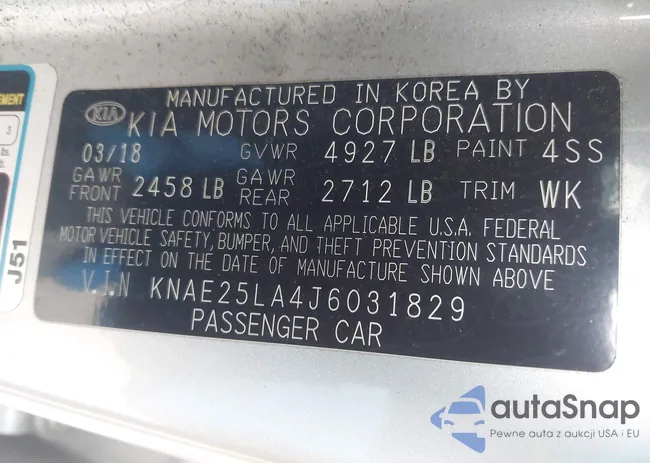 KNAE25LA4J6031829: 43670708