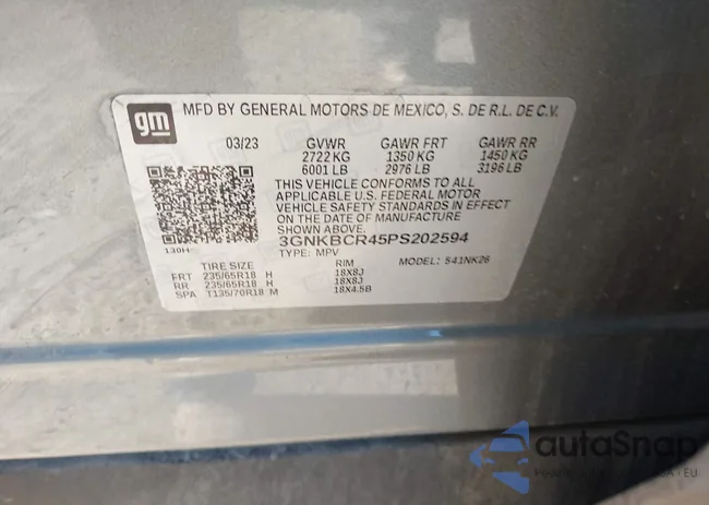 3GNKBCR45PS202594: 43670724