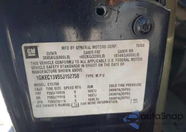 1GKEC13V55J152758: 43669872