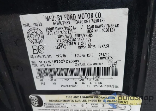 1FTFW1ET9DFD20681: 43669980