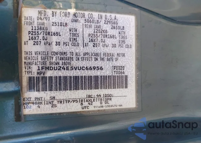 1FMDU24E5VUC66956: 43670073