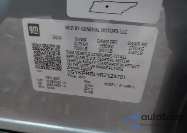 1GYKPRRL9RZ128701: 43671210