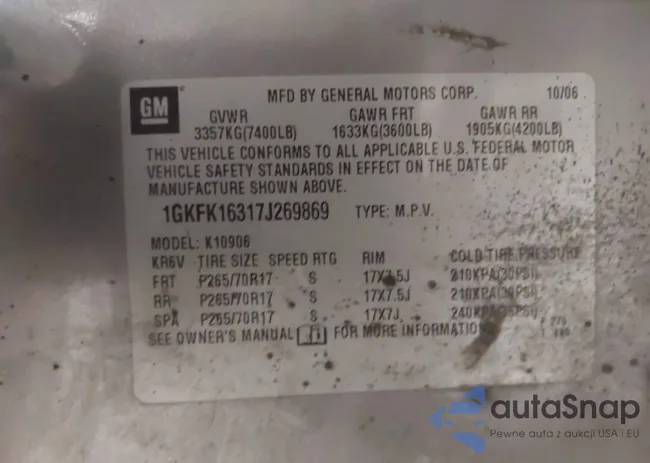 1GKFK16317J269869: 43671211