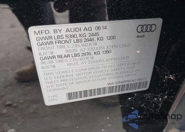 WA1CFAFPXFA015611: 43671351