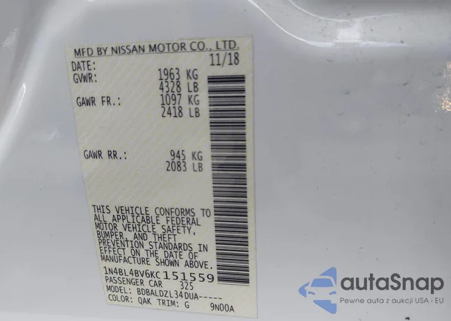 1N4BL4BV6KC151559: 43671375