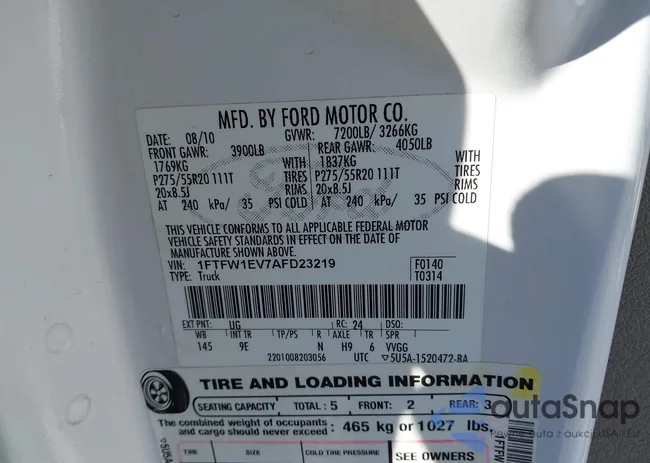 1FTFW1EV7AFD23219: 43671412