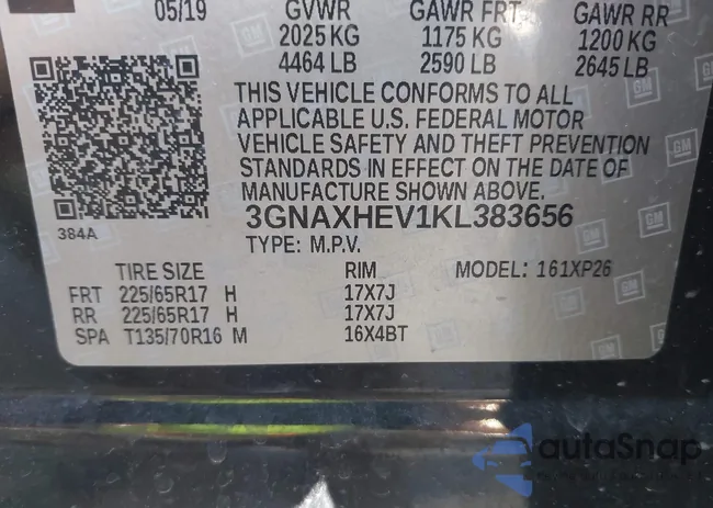 3GNAXHEV1KL383656: 43671460