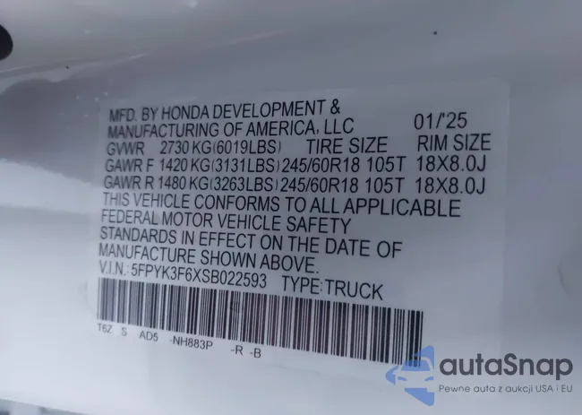 5FPYK3F6XSB022593: 43671662