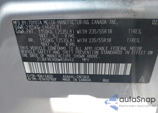 2T3DFREV0GW458443: 43671687