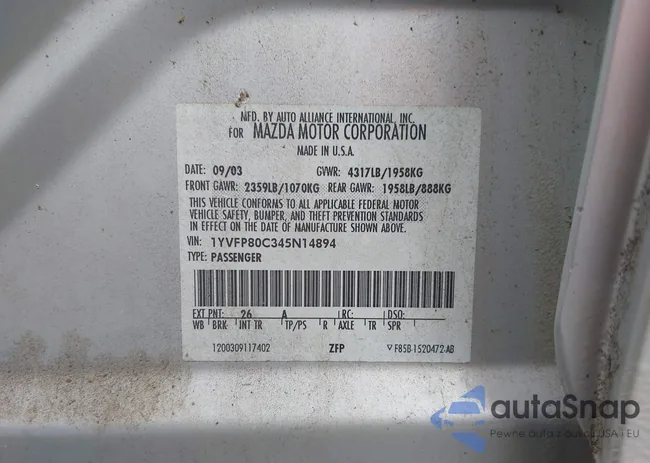 1YVFP80C345N14894: 43671736