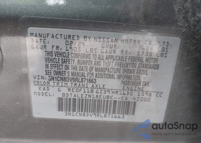 3N1CN8DV9RL871663: 43670838