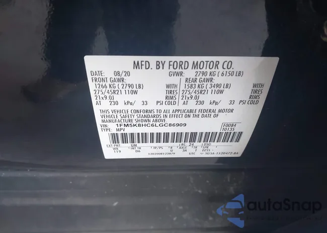 1FM5K8HC6LGC86909: 43670959