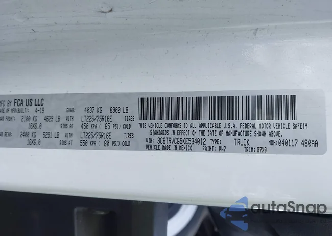 3C6TRVCG9KE534012: 43671054