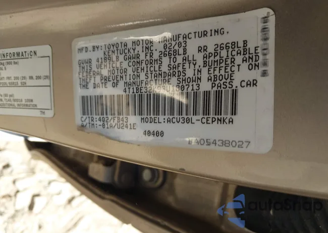 4T1BE32K93U180713: 43672253