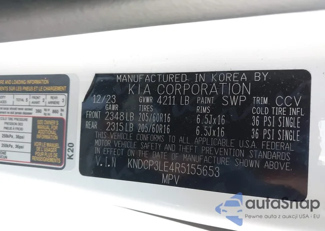 KNDCP3LE4R5155653: 43672375