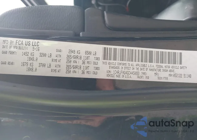 1C4RJFAG4GC445093: 43672421