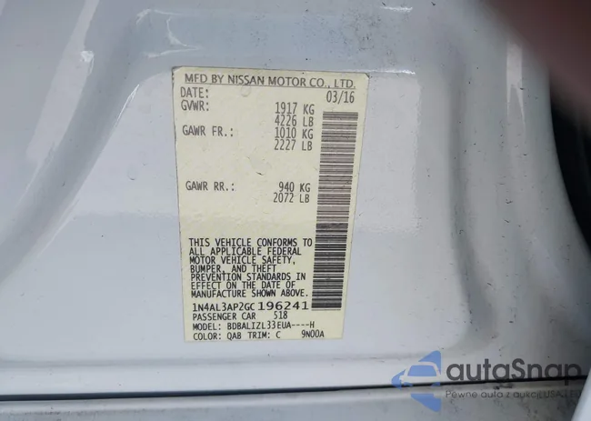 1N4AL3AP2GC196241: 43672473