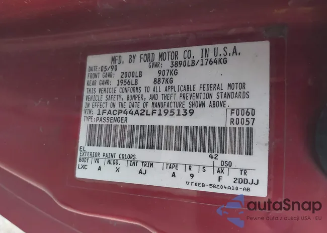 1FACP44A2LF195139: 43672529