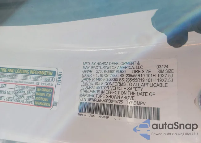 5FNRL6H80RB045725: 43672636