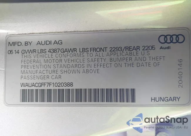 WAUACGFF7F1020388: 43672013