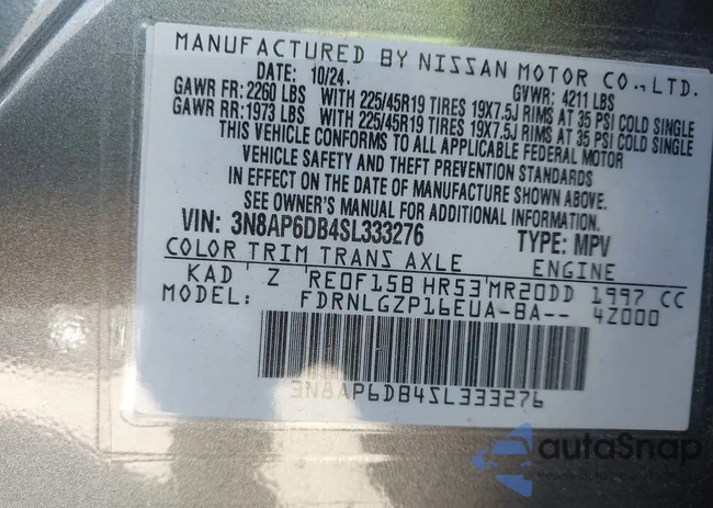 3N8AP6DB4SL333276: 43673204