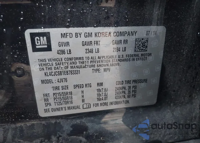 KL4CJCSB1EB783331: 43673341