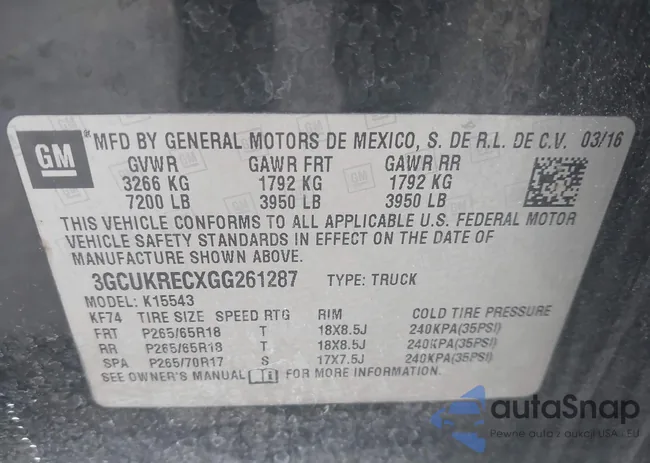 3GCUKRECXGG261287: 43673386