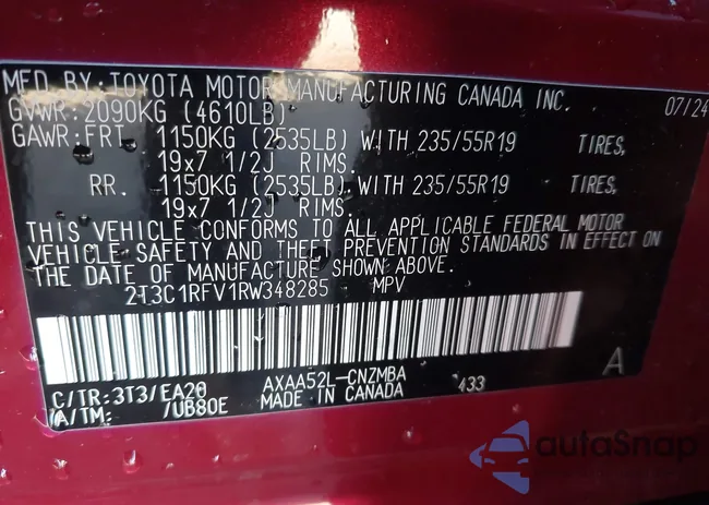 2T3C1RFV1RW348285: 43673404