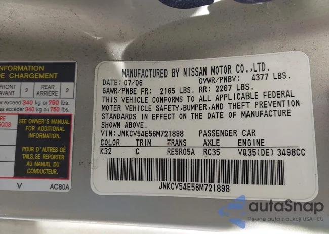 JNKCV54E56M721898: 43673472