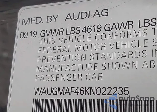 WAUGMAF46KN022235: 43673653