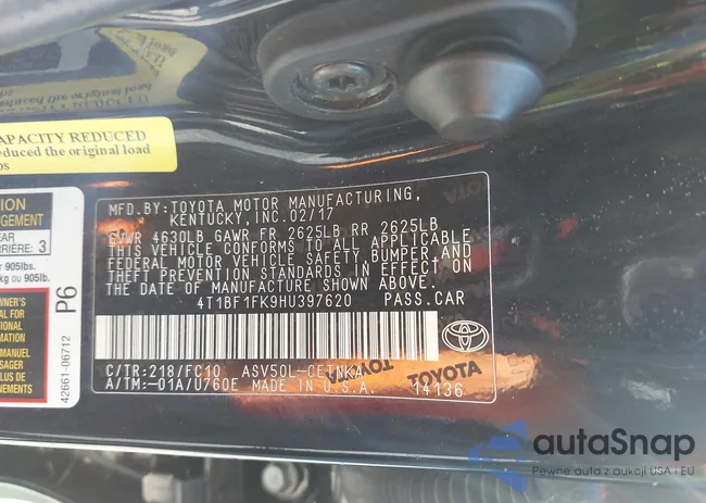 4T1BF1FK9HU397620: 43672892