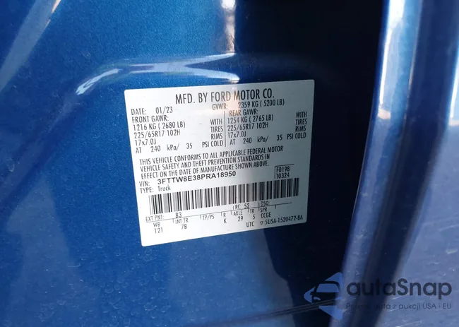 3FTTW8E38PRA18950: 43672935