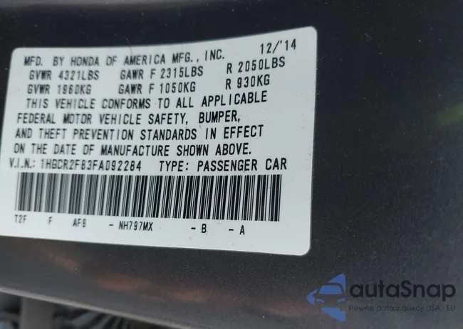 1HGCR2F83FA092284: 43672943