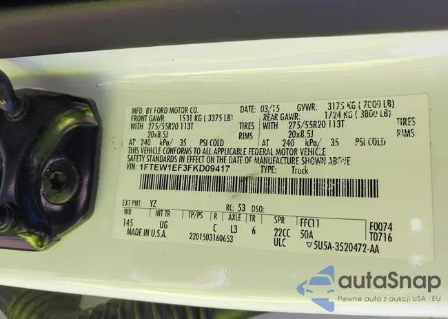 1FTEW1EF3FKD09417: 43673072