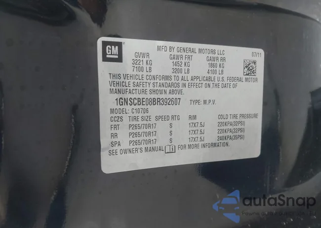 1GNSCBE08BR392607: 43674194