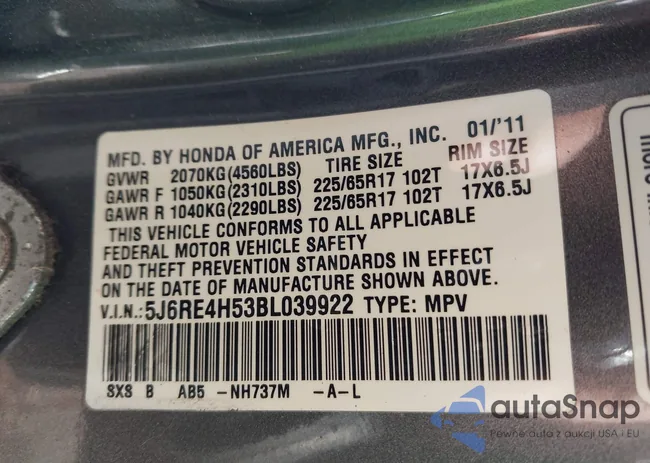 5J6RE4H53BL039922: 43674245