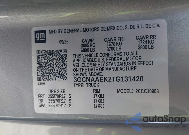 3GCNAAEK2TG131420: 43674364