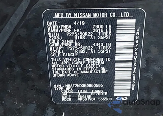 JN8AZ2ND3K9950595: 43674479