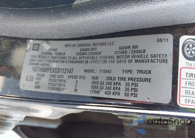 1GTH6MFEXC8113147: 43674587