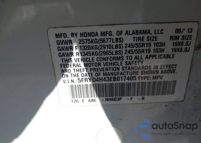 5FRYD4H43EB017405: 43674636