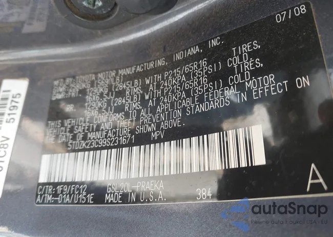 5TDZK23C99S231671: 43674721