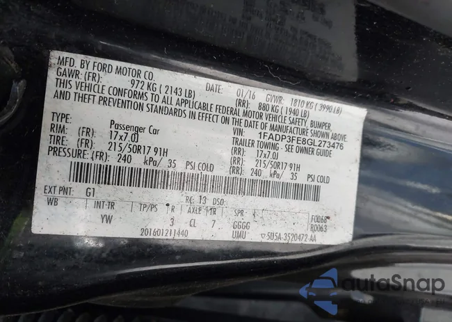 1FADP3FE8GL273476: 43673791