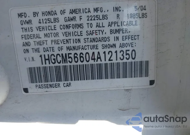 1HGCM56604A121350: 43673825