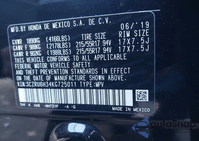 3CZRU6H34KG725011: 43673847