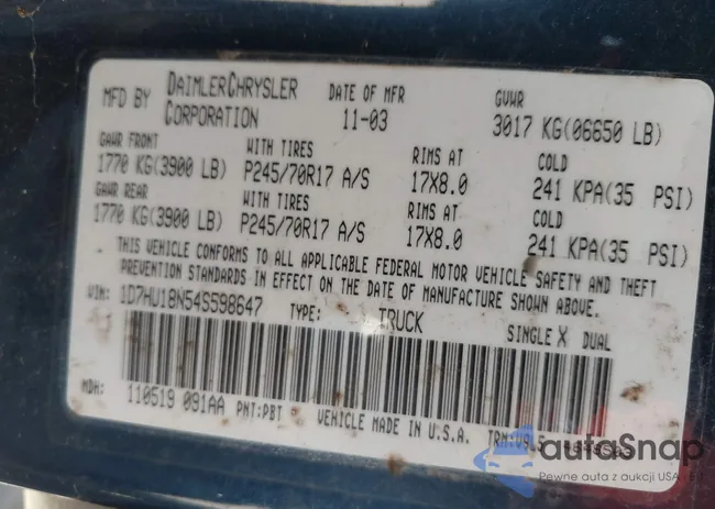 1D7HU18N54S598647: 43675235